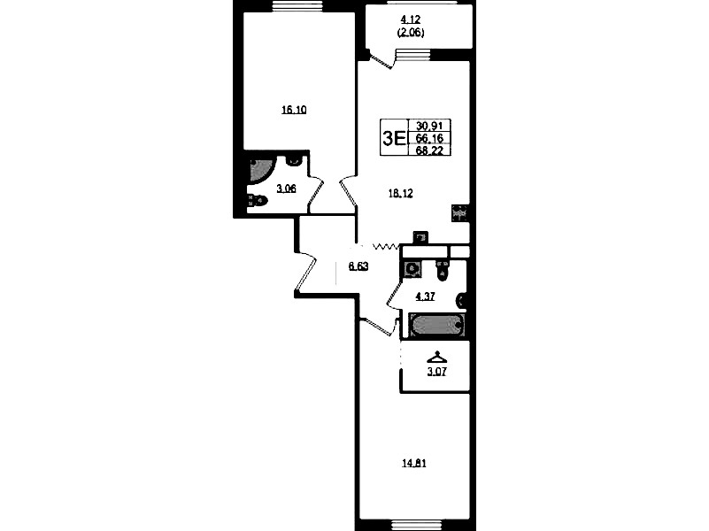 2-комнатная квартира 68.22 м², 5/12 эт., ЖК «UP! Квартал Воронцовский»